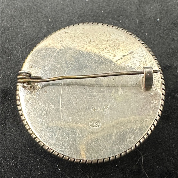 Vintage Italian Micro Floral Mosaic Brooch - Red and Silver - Picture 4 of 8